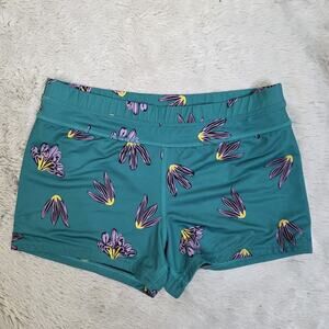 Girls Large 14-16 REI Co-op Swimsuit Rashguard Shorts Teal Floral